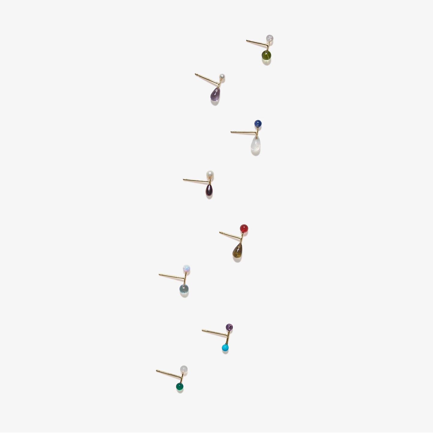 Pearl & Amethyst Barbell Earring - 9kt Gold
