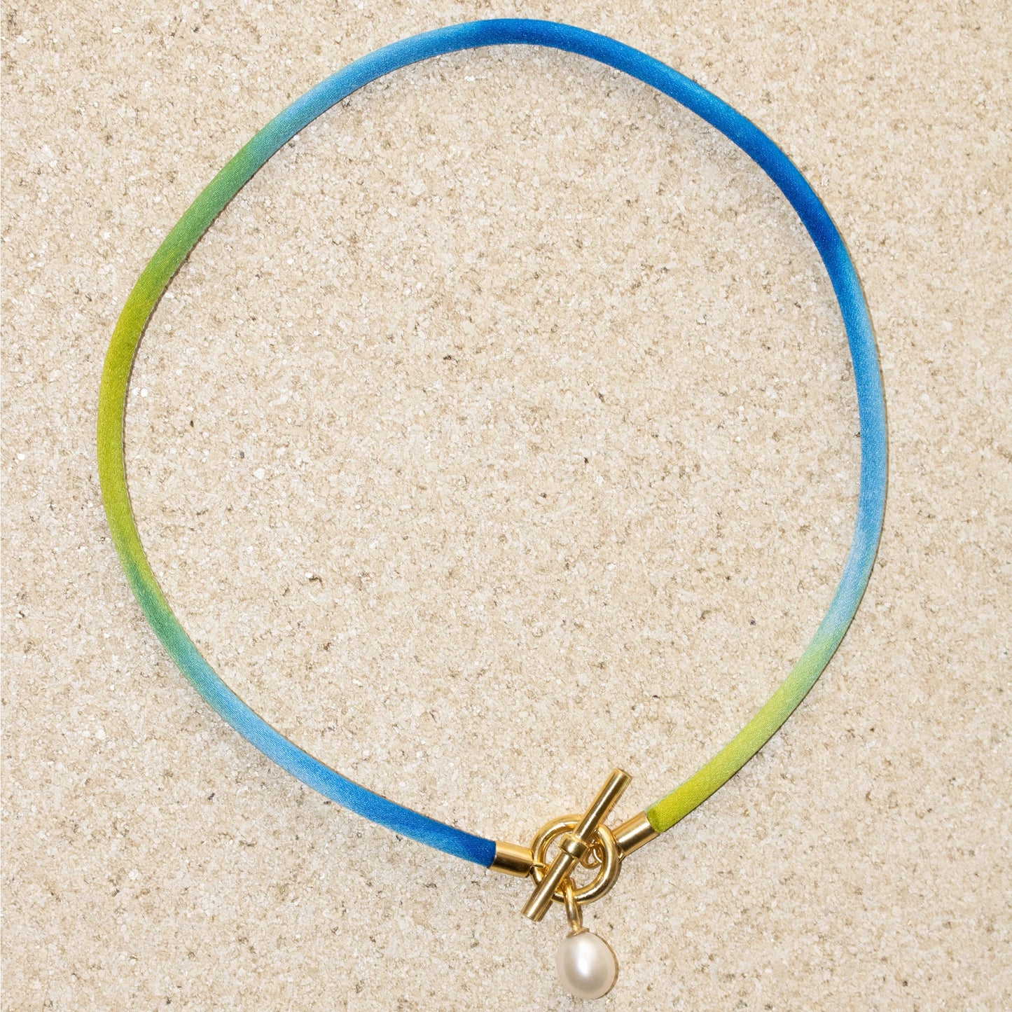 Hazy Pearl Collar Necklace - Green & 18kt Gold Vermeil