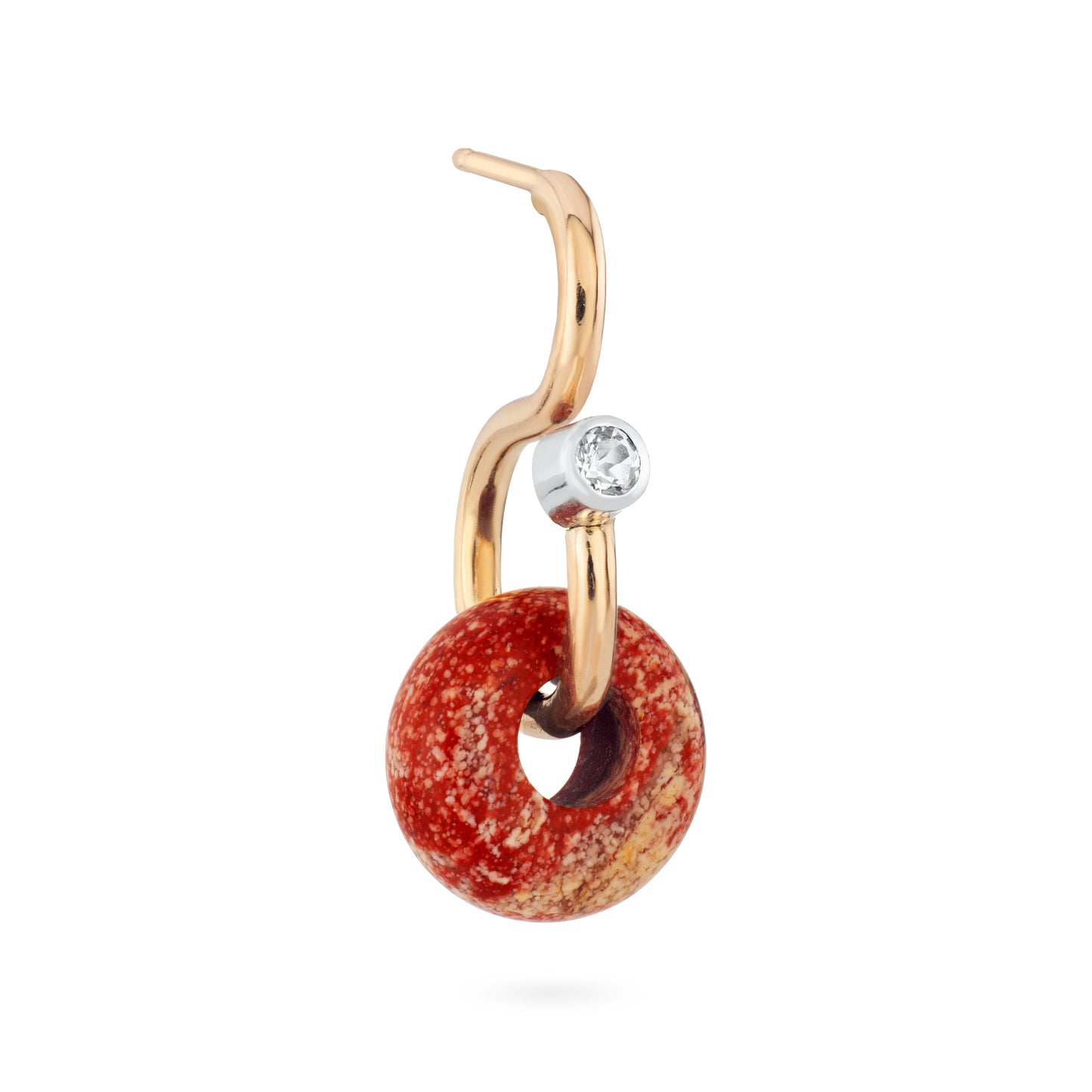 Mini Poise Red Jasper 9kt Gold Earring