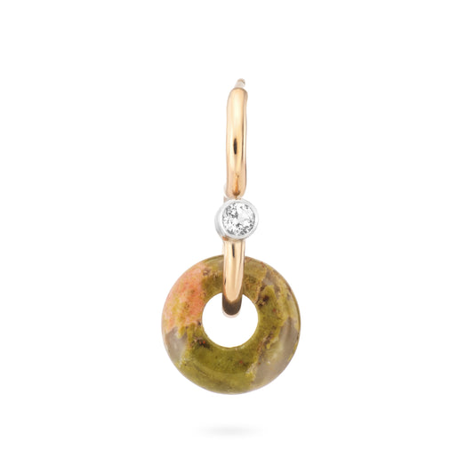 Mini Poise Unakite 9kt Gold Earring