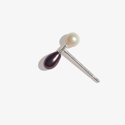 Pearl Barbell Stud Earring - Sterling Silver - Skomer Studio