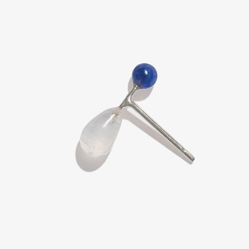 Sodalite & Moonstone Barbell Stud Earring - Sterling Silver - Skomer Studio