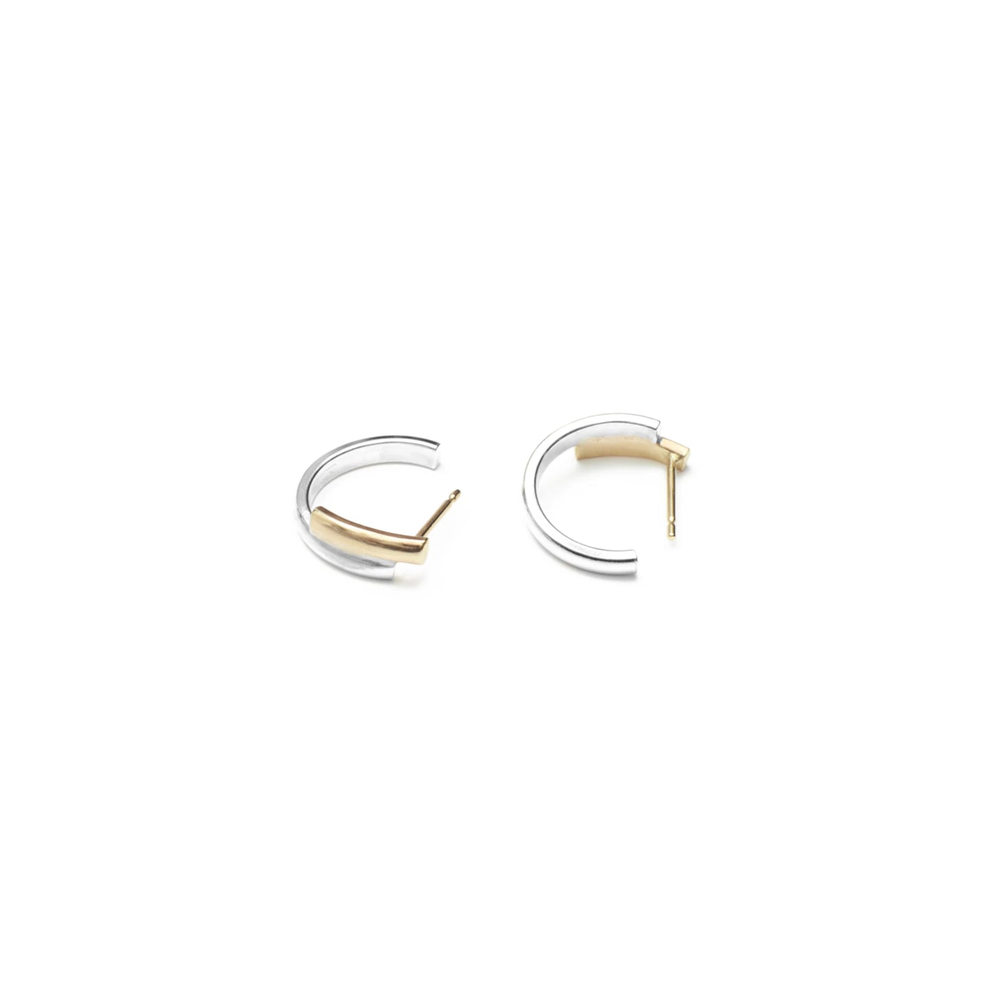Duet Hoop Earrings - 9kt Gold & Sterling Silver
