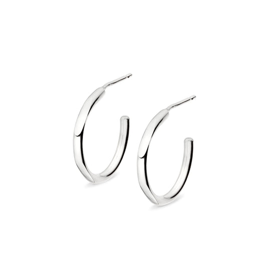 Faceted Hoop Earrings - Sterling Silver