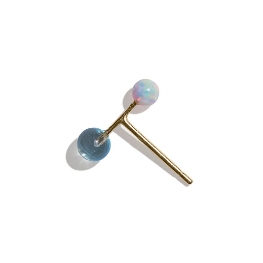 Opal & Topaz Barbell Earring - 9kt Gold
