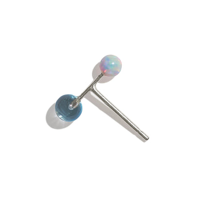 Opal & Topaz Barbell Earring - Sterling Silver