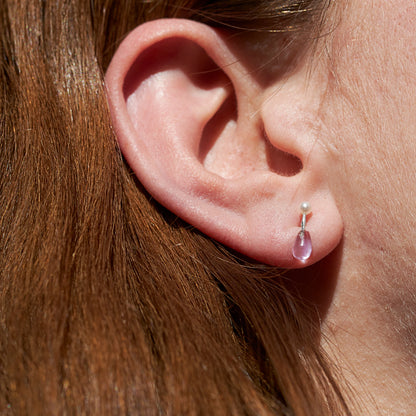 Pearl & Amethyst Barbell Earring - Sterling Silver