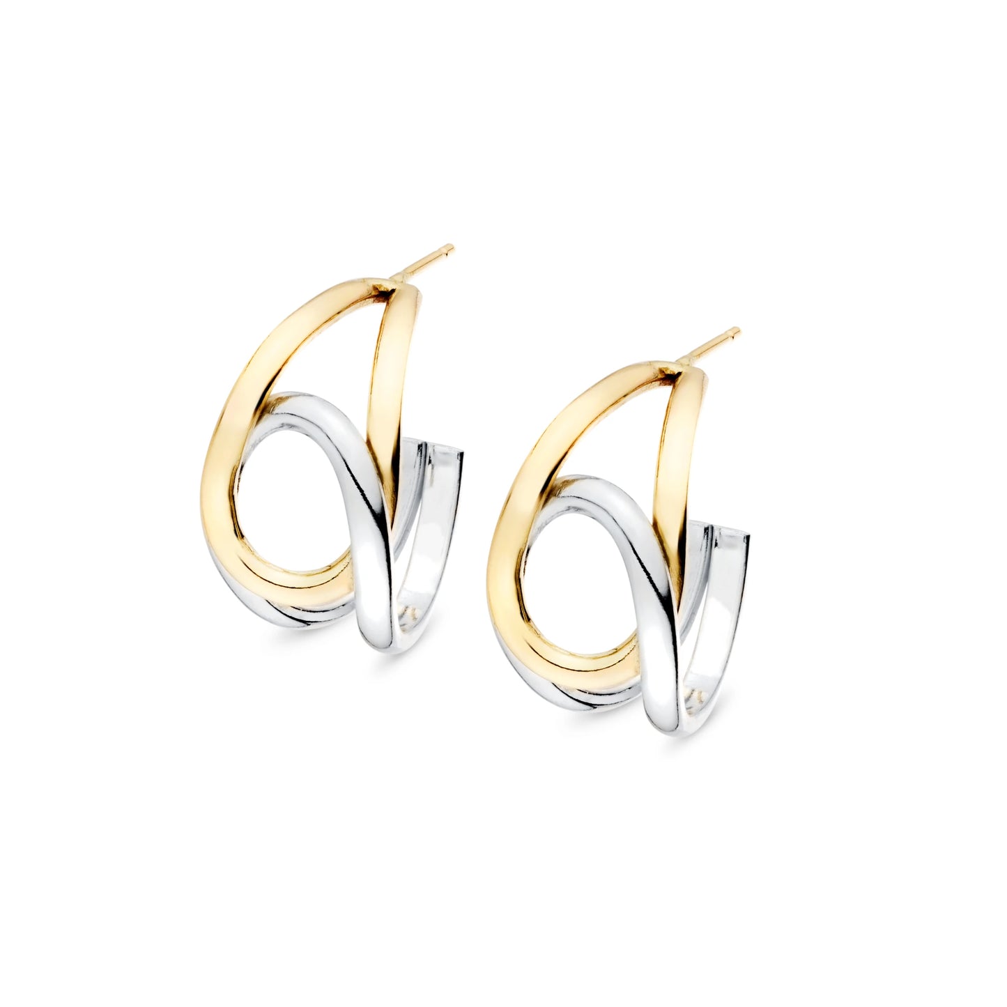 Weave Hoop Earrings - 9kt Gold & Sterling Silver