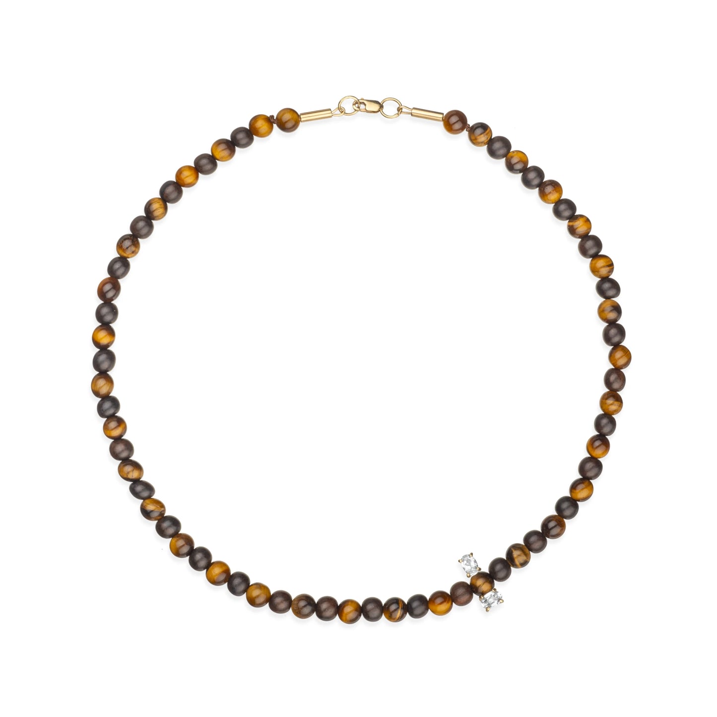 Sapphire & Tiger's Eye Island Collar Necklace - 9kt gold