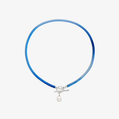 Splash Pearl Collar Necklace - Blue & Sterling Silver