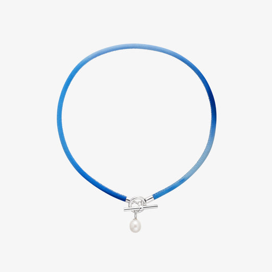 Splash Pearl Collar Necklace - Blue & Sterling Silver
