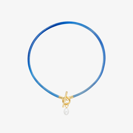 Splash Pearl Collar Necklace - Blue & 18kt Gold Vermeil