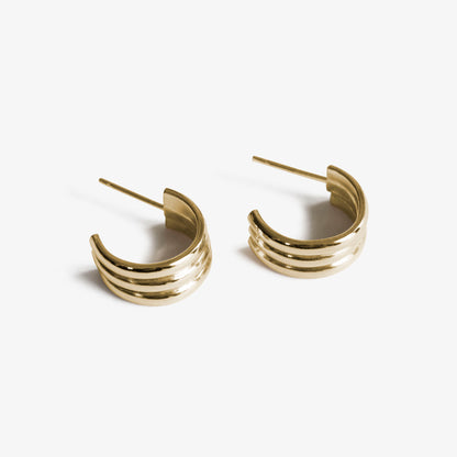 Trio 9kt gold hoop earrings by Skomer Studio