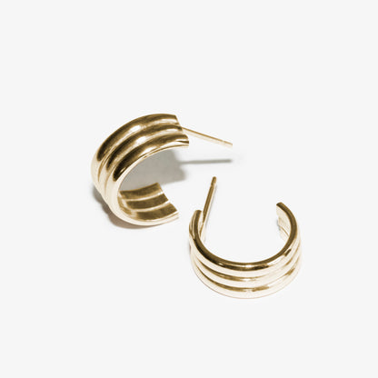 Trio 9kt gold hoop earrings by Skomer Studio