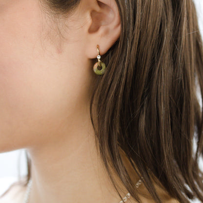 Mini Poise Unakite 9kt Gold Earring