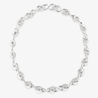 Silver Crystal Quartz rondelle bead chunky statement necklace