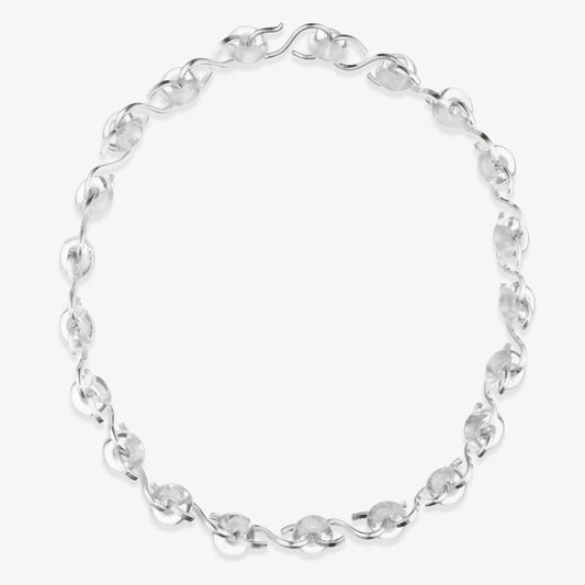 Silver Crystal Quartz rondelle bead chunky statement necklace